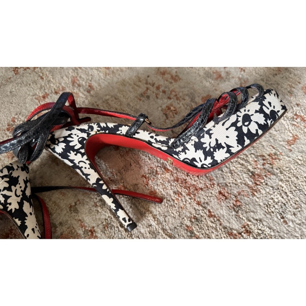 Dolce & Gabbana Strapped Sandal floral White & Black Sz EU 36.5 6 US Red Bottom - Picture 7 of 15